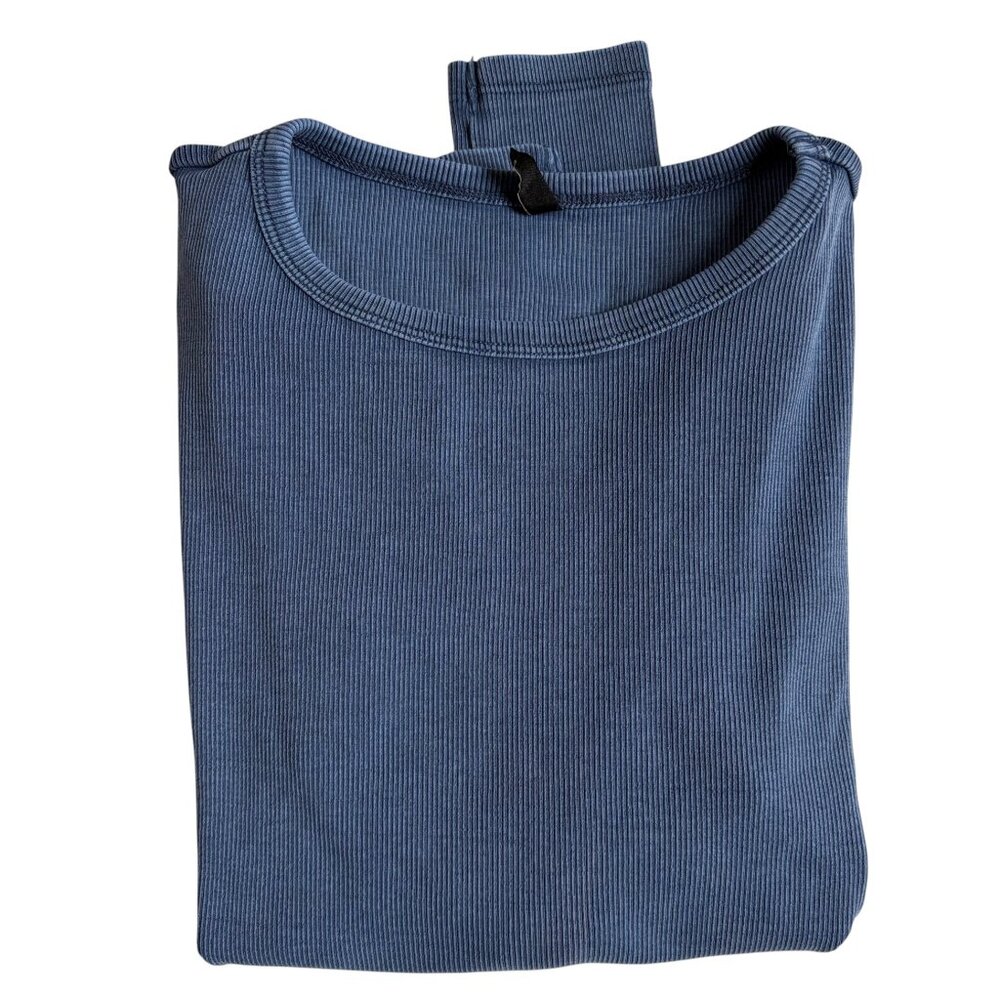 Pigalle Quinn Ribbed Long Sleeve Shirt (Blue) - Size Medium